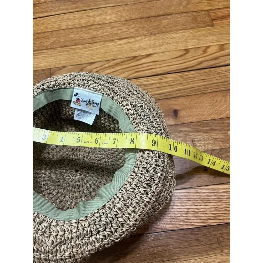 Walt Disney World Womens Straw Sun Hat Adult One Size Beige w/ Black Ribbon